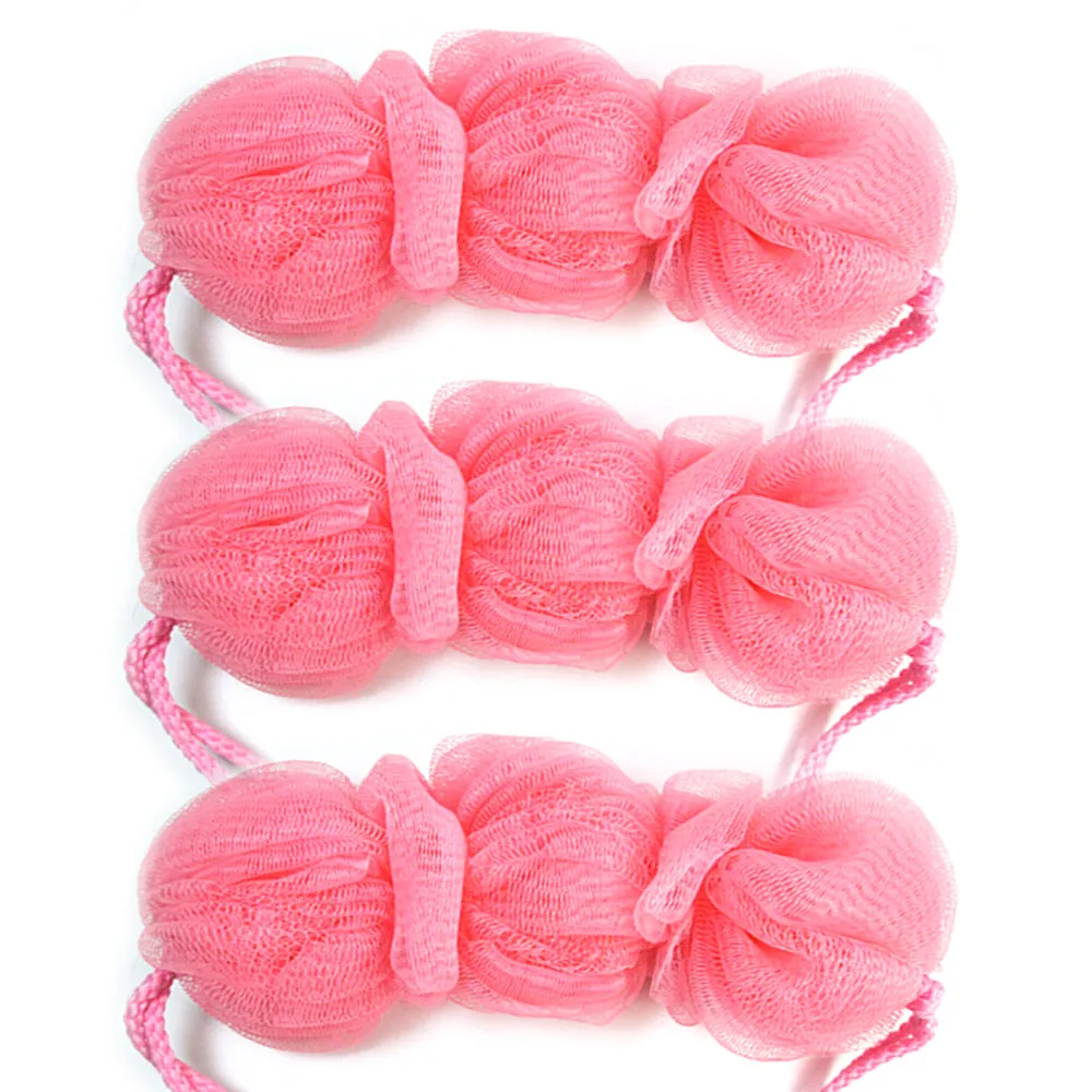3X Bath Sponges Nylon Mesh Back Scrubbers Exfoliating Body Shower Wash Puffs Spa