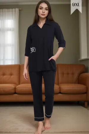 Black Cute Cat Night Suit