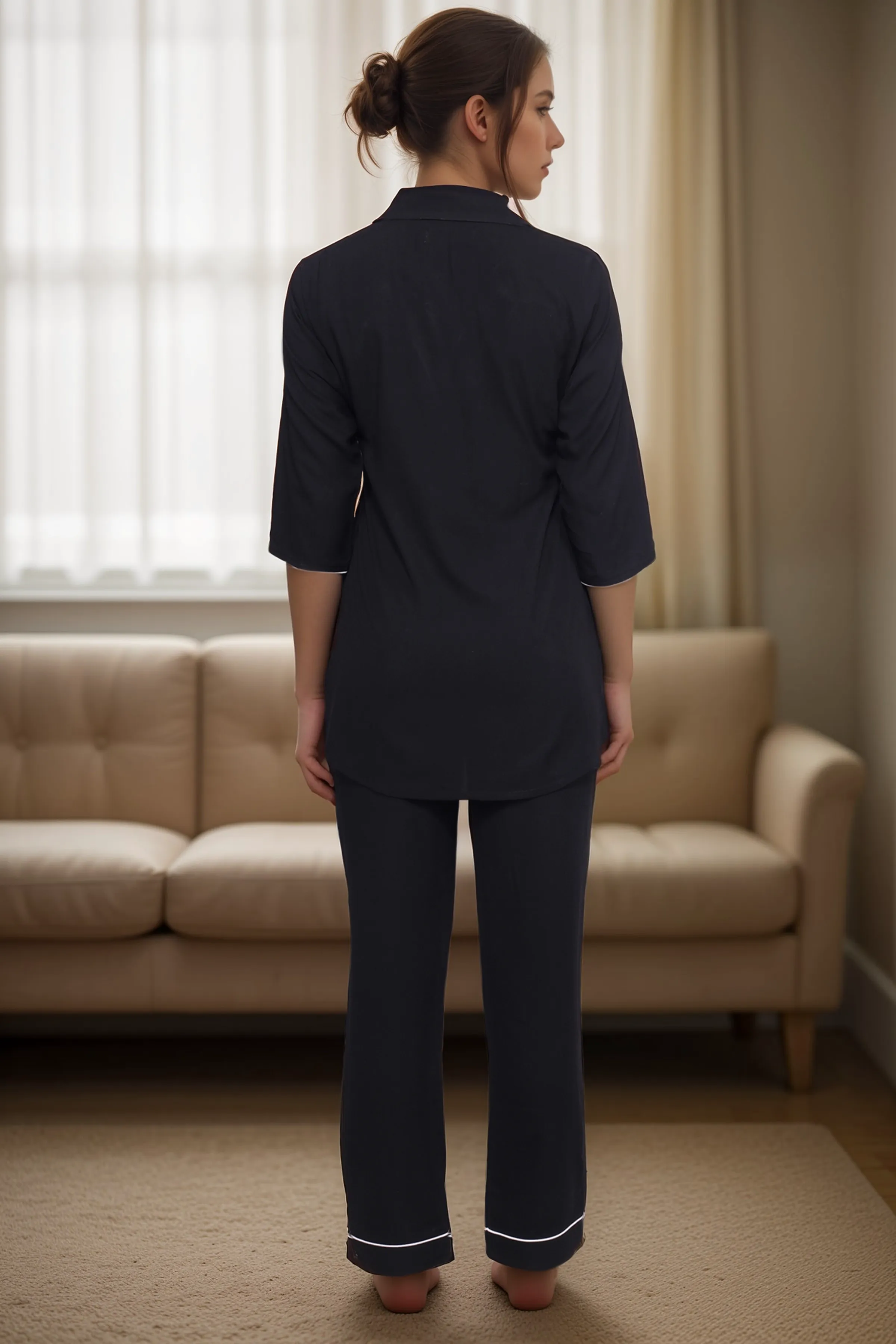 Black Cute Cat Night Suit