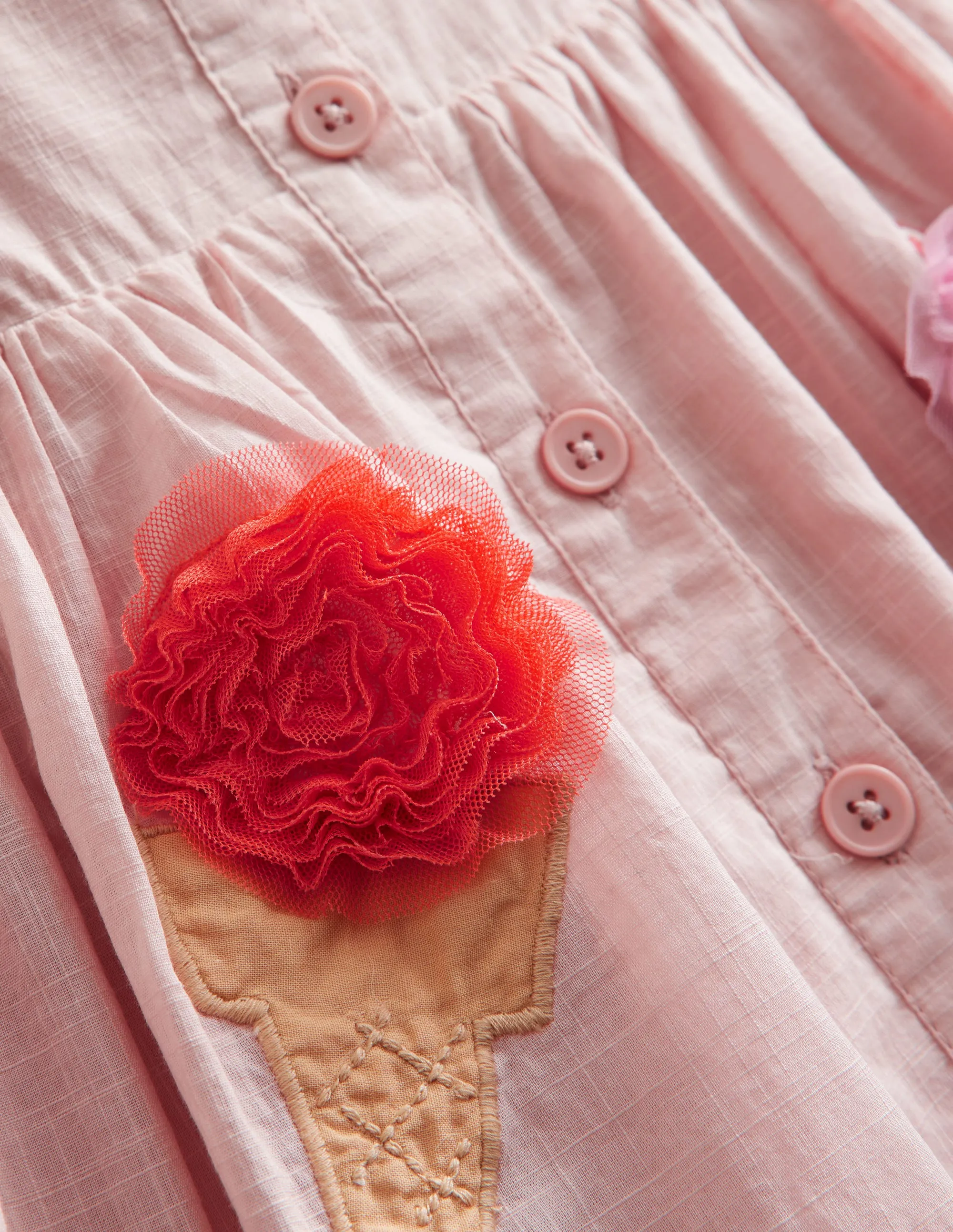Button Through Logo Dress-Ballet Pink Ice Creams