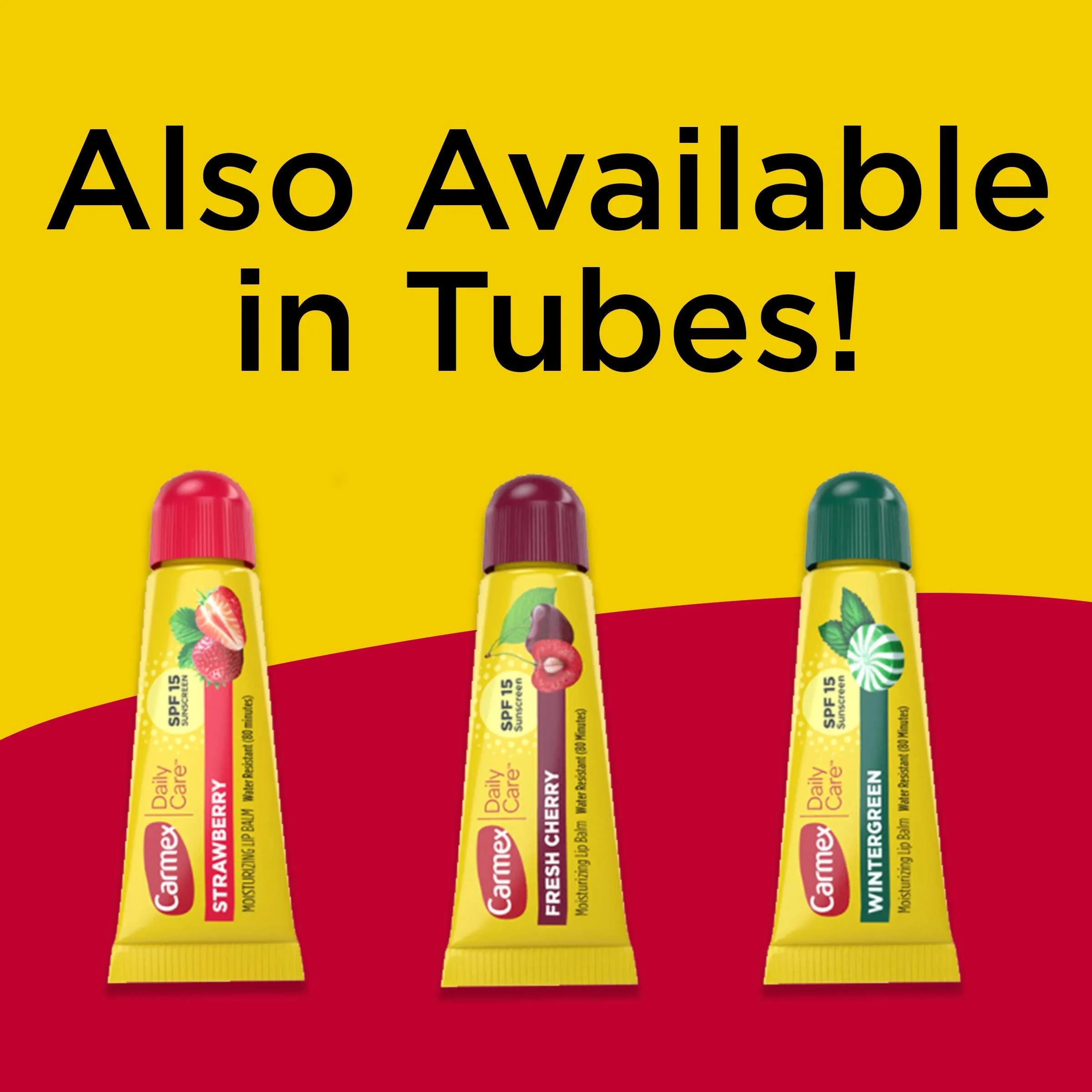 Carmex Daily Care Moisturizing Lip Balm Sticks with SPF, Fresh Cherry, Strawberry and Wintergreen Lip Balm Pack, 0.15 OZ - 3 Count (Pack of 2)