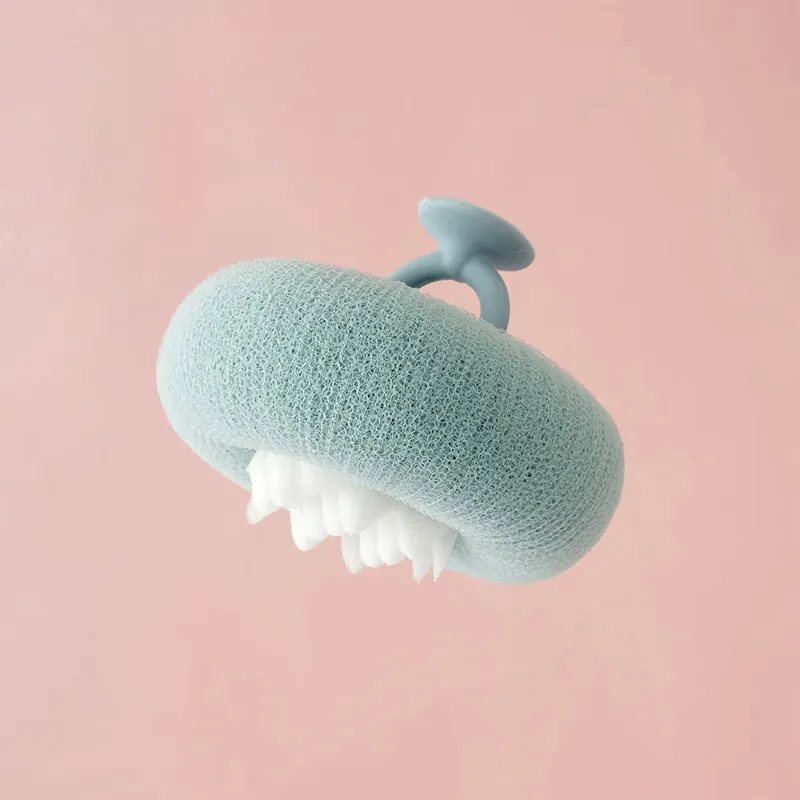 Flower Pattern Suction Cup Bath Sponge Ball Exfoliating Scrubber