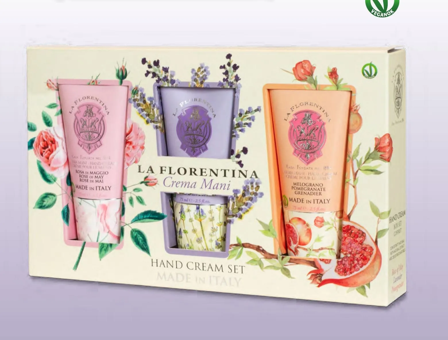 Gift Set La Florentina Hand Cream Rose of May Lavender Pomegranate