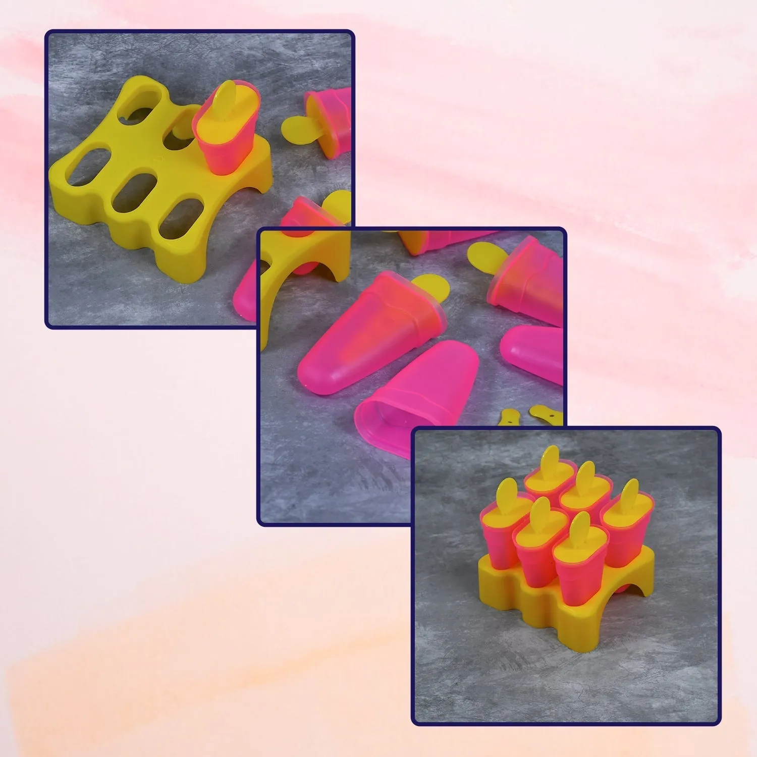 Kulfi Maker Moulds Set Plastic Homemade Kulfi Mould 6pcs Set For Freezer Use