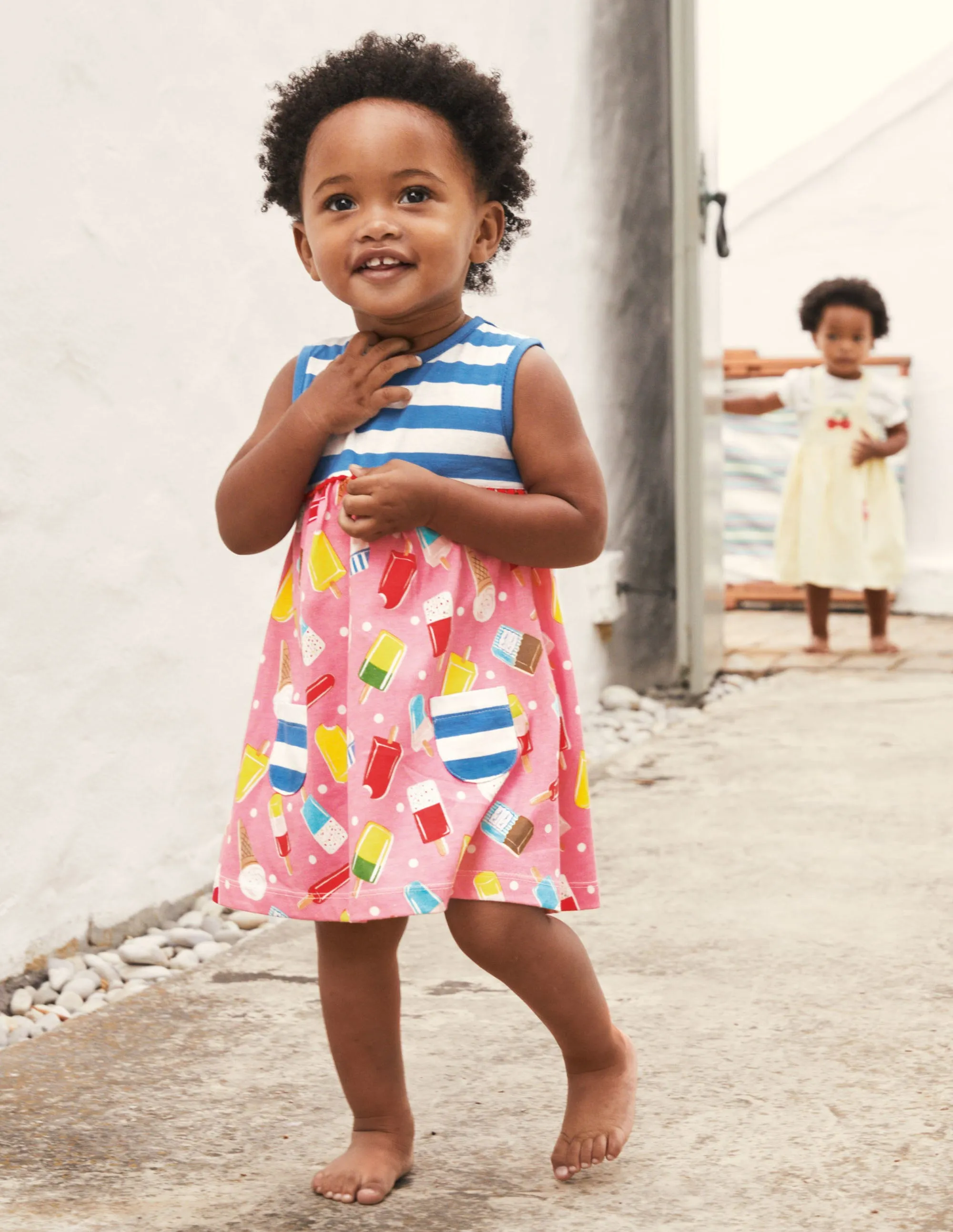 Printed Jersey Dress-Pink Lemonade Ice Creams