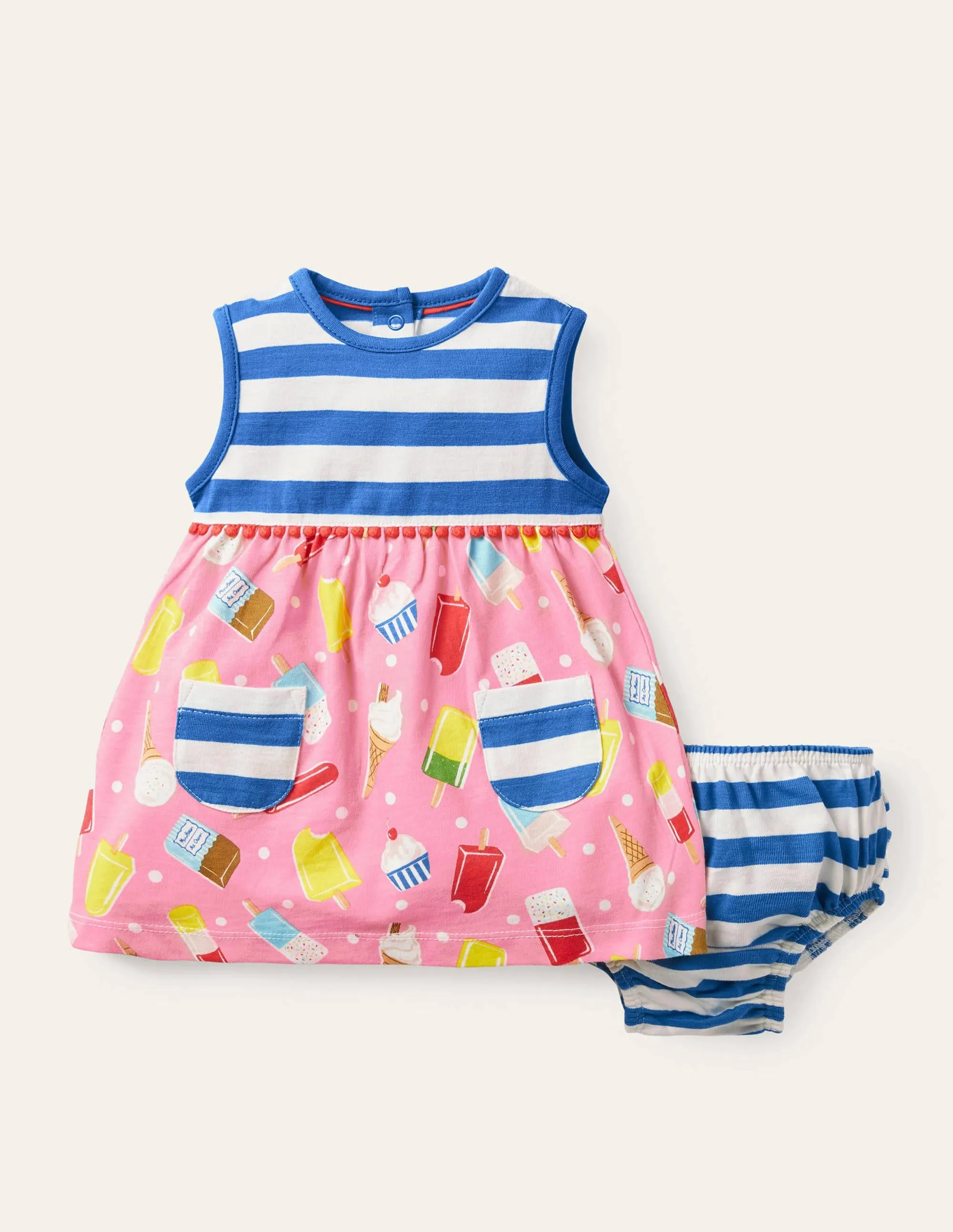 Printed Jersey Dress-Pink Lemonade Ice Creams